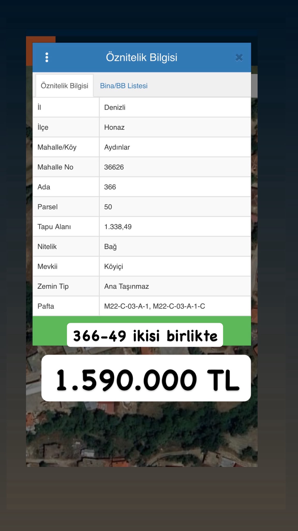 Honaz Aydınlar satılık bağ kapak görseli